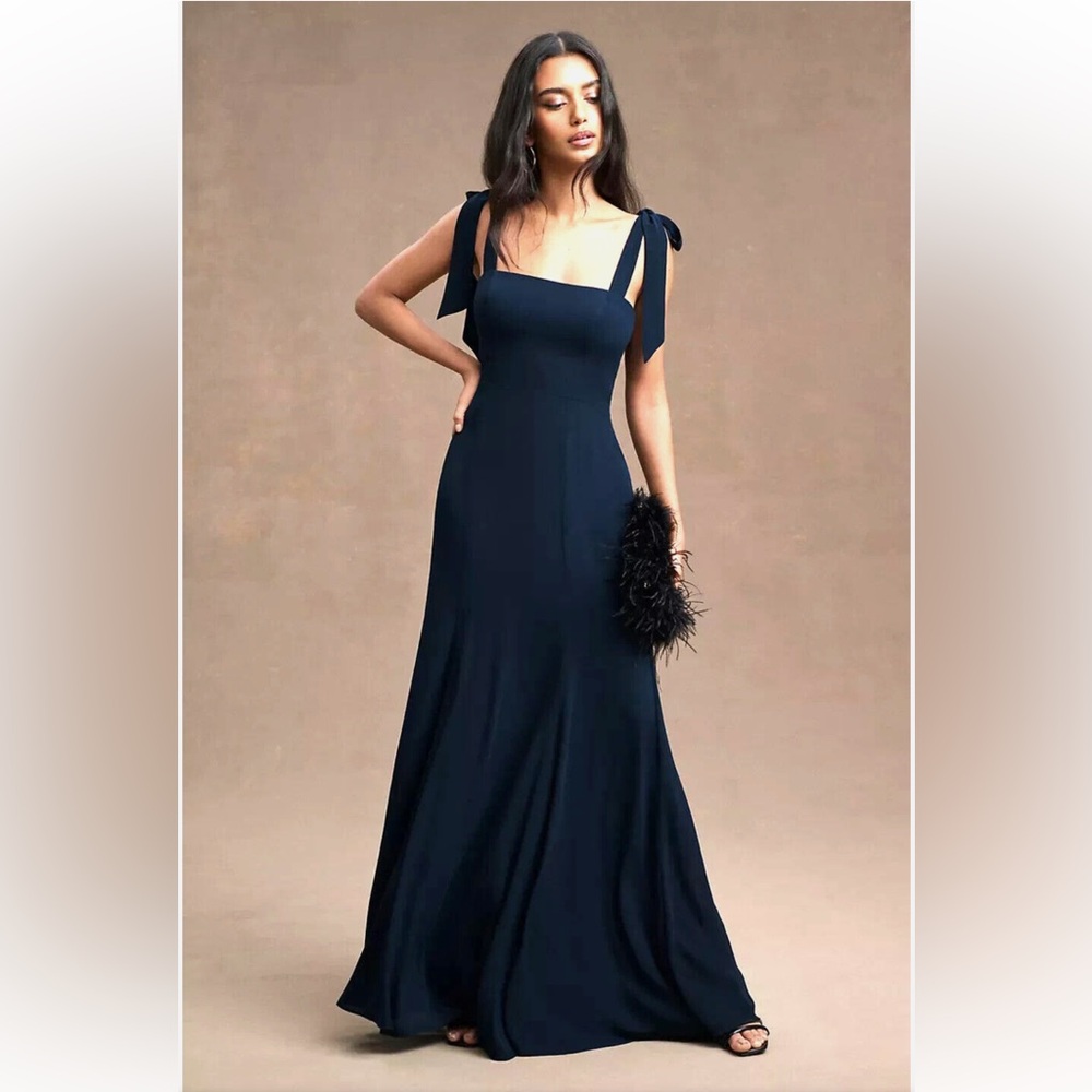 $268 BHLDN Clara Shoulder Tie Square Neck Georgette Gown Size 6 NWT. Bridesmaid